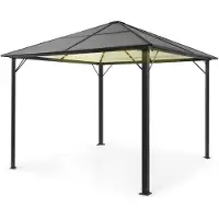 Blumfeldt Pavillon 3x3m, Rostfreier Aluminium-Pavillon mit Festem Dach & Dimmbaren LED-Lichter, Pavillon Wasserdicht, Stabil & Winterfest, Langlebige Pergola Freistehend, Gartenpavillon für Terrasse