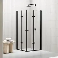 I-flair schwarze Falttür Duschkabine 90x120x190 cm aus durchsichtigem 6 mm Sicherheitsglas - DK99