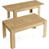 Skraut Home Esstisch 140cm ausziehbar 200cm, Farbe Naturale, 90.4x140.4/200.4x76.1 cm