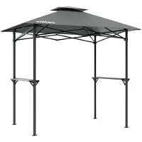 Wiltec Grillpavillon in Grau 245 x 152 x 242 cm, BBQ Pavillon mit Rauchabzug, Grillüberdachung mit wasserfester Dachplane, Grillzelt mit 2 Ablagen
