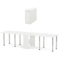 Rodnik Esstisch ausklappbar von 33,5 bis 310 cm - 5 Größen möglich - XXL Büro Tisch klappbar platzsparend - Weiß