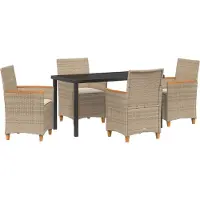vidaXL "2025"Cloris 5-teiliges Garten-Ess-Set mit Kissen Beige Poly-Rattan - Gartenstühle 996742