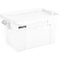 Rubbermaid Robuste Aufbewahrbox mit Deckel und Griffen | 75,5 Liter, HxBxT 38,4x44,1x70,7cm | Weiß