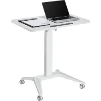 Maclean Brackets MC-453 Mobiler Laptop-Schreibtisch mit Pneumatischer Höhenverstellung Laptoptisch mit Rollen, 80x52 cm, max. 8 kg, Höhenverstellbar max. 109 cm (Weiß)