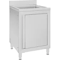 DELUKE Spülschrank aus Edelstahl mit Aufkantung MEDO, 1x Becken Edelstahl Gastro-Spülschrank Spülenunterschrank, 60x60x96cm