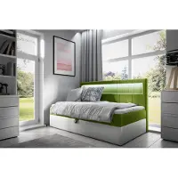 Fun-Möbel Boxspringbett Gästebett Kinderbett FABIAN Nr.2 100x200cm Weiss-Grün