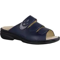 Finn Comfort Kos, Damenschuhe, bequeme Pantolette, Navy/Platin, Leder - Damenschuhe Pantolette / Zehentrenner, Blau, leder (florentin/maglia)