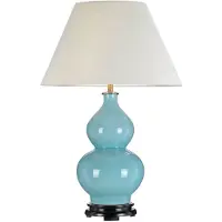 Elstead Lighting Elstead Harbin Tischleuchte E27 Hellblau Grauweiß