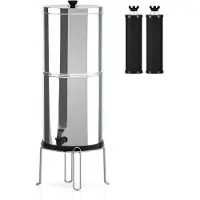 Lixada Wasserfiltermaschine, Wasserreiniger, Schwerkraft-Wasserfiltersystem, Wasserfiltereimer,geeignet für Familiencamping und Wandern im Freien,mit Ständer
