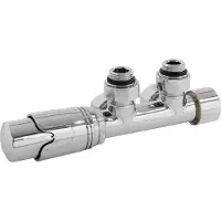 LuxeBath Ventil-Armaturen Set Multiblock, Chrome, Eckform inkl. Thermostatkopf mit Mittelanschluss