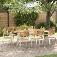 vidaXL Stapelbare Gartenstühle 8 stk 54,5x56x89 cm Massivholz Teak, Gartenstühle DesignMöbel Neu