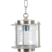 Licht-Erlebnisse Hängeleuchte außen Nickel IP23 E27 Glas Messing Maritim Außenleuchte Garten Terrasse