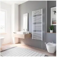 Schulte Elektrischer Handtuchwärmer Turbo Heizstab rechts 60 x 153,5 cm 600 W mit Schukostecker weiß