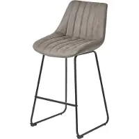 Homescapes Barstuhl „Ascot“ Barhocker Kunstleder Tresenstuhl mit Rückenlehne 97cm hoch - grau