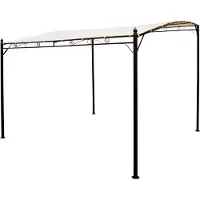 Degamo Pavillon Terrassenpavillon Anbaupavillon MANTOVA-XL 3 x 3 Meter, Gestell Stahl schwarz, Plane wasserdicht beschichtet ecru