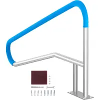 SucceBuy Pool-Handlauf, 55 x 32 Zoll Edelstahl-Poolgeländer mit Grundplatte für Innen-/Außenpools, rostfreier Haltegriff mit Griffabdeckung und Zubehör für Spas und Decks