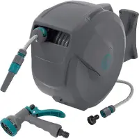 ECD-Germany Schlauchaufroller 30m Grau 180 Grad Schwenkbar Automatik