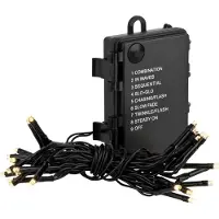 Linder Exclusiv GmbH Lex Light LED Lichterkette Timer 48 LEDs Ø3mm warmweiß 3,4m 8 Funktionen Kabel schwarz für Außen