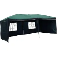 Linder Exclusiv GmbH Alu Faltpavillon 6x3x2,5m wasserdicht Polyester 4Seitenteile Pop Up Partyzelt, Farbe:grün