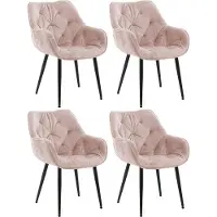 CLP 4er Set Stuhl Tanna Samt Gesteppt pink