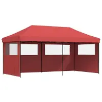 DKD Home Decor Partyzelt Faltbar Pop-Up mit 3 Seitenteilen Burgunderrot
