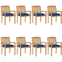 vidaXL Cloris Designermöbel Stapelbare Gartenstühle mit Kissen 8er Set Massivholz Teak 2024 Neu