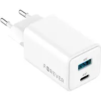 Forever GaN Handy-Ladegeräte PD QC TC-08-45AC 1x USB-C 1x USB 45W Weiß