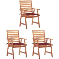vidaXL "im Angebot" Garten-Essstühle 3 Stk. - bis 150 kg - mit Kissen Massivholz Akazie - Stapelsessel CC2766
