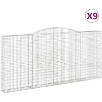 vidaXL Gabionen mit Hochbogen 9 Stk. 400x30x180/200cm Verzinktes Eisen