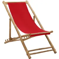 vidaXL Liegestuhl Bambus und Canvas Rot