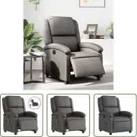 The Living Store Relaxsessel Elektrisch Grau Echtleder