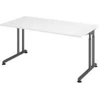 Bümö Schreibtisch Serie-Z - Nachbildung: Weiß, Größe: 160 x 80 cm, Gestell: Graphit