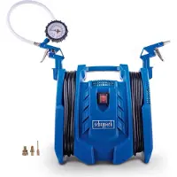 Scheppach Kompressor Airforce 7 - 230V | 8 bar Arbeitsdruck | 180 L/min | ölfrei & mobil 8m Arbeitsradius | inkl. Reifenfüller, Luftpistole & Adapter