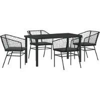vidaXL Langlebige 5-teiliges Gartenset mit Kissen Schwarz Poly Rattan - Gartenstühle Möbel706458