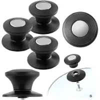 Kadax Topfdeckelgriff "Barletta", Haltegriff für Topfdeckel aus Kunststoff und Edelstahl, 3 Stück, Schwarz