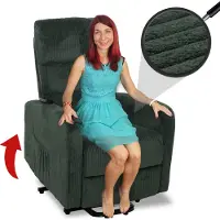 Mendler Fernsehsessel MCW-K62, Relaxsessel TV-Sessel Liege, Liegefunktion Aufstehhilfe, Metall Stoff/Textil Cord grün