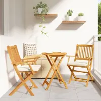vidaXL Möbel Gartenstühle mit Weißen Kissen 2 Stk. Klappbar Akazienholz - Klappstuhl 42000955
