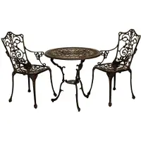 Degamo Sitzgruppe Gartenset Bistroset in Jugendstiloptik 3-teilig, Aluguss bronze antik, wetterfest