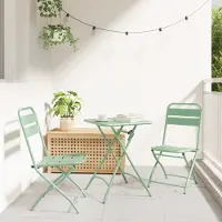 vidaXL Desgin Faltbare Gartenstühle 2er Set Lichtmint 42x52x82 cm Pulverbeschichteter Stahl - Gartenstühle 42002940