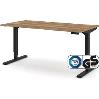 Assmann Elektrisch höhenverstellbarer Schreibtisch Y-Line Eiche Tabak Schwarz, 160x80cm, Memoryfunktion, Kollisionsschutz, 2-fach-Motorik