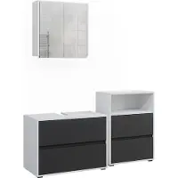 Vicco Badmöbel-Set Maltin Weiß/Anthrazit 3 Teile, Model 41598