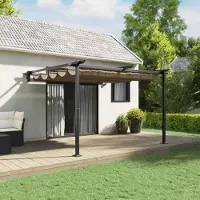vidaXL Wandmontierter Pavillon Taupe 3 x 3 m Stahl, Design Möbel Pavillons & Partyzelte Neu