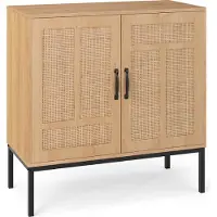 Costway Sideboard Rattan Aufbewahrungsschrank, Boho Buffet Akzentschrank, Buffetschrank mit 3-Fach verstellbarem Regal & 2 Türen, Natur