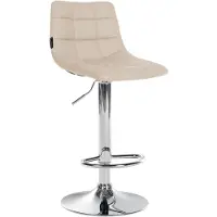 DELUKE Barhocker DUBAI - Creme, Kunstleder, Chrom | Barhocker mit Lehne Barstuhl Tresenhocker Tresenstuhl Kneipenhocker Kneipenstuhl