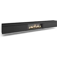 Skraut Home TV-Schrank, Lowboard, 368x35x45cm, Elektrokamin XXL, Hängend, Schwarz