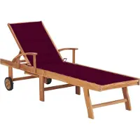 Syfax Sonnenliege mit Auflage Weinrot Massivholz Teak