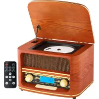 Cyberlux Nostalgie Holz Radio Retro Musikanlage CD MP3 USB Player Nostalgieradio
