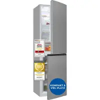 Exquisit Kühl-Gefrierkombination, Kühlschrank mit Gefrierfach, 247 Liter, No-Frost, 4-Sterne-Gefrierfach, KGC5250-85-NF-040D inoxlook