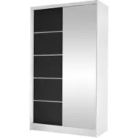 Mirjan 24 Schiebetürenschrank Diego III, Kleiderschrank, Stilvoll Schlafzimmer Garderobenschrank (Farbe: Weiß / Schwarz)