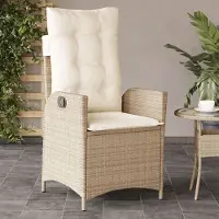 vidaXL "2026 Promotion" Gartensessel mit Kissen Verstellbar Beige Poly Rattan - Gartenstühle CC22246